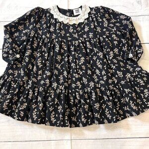 Noma Black Tiered Dress With Crochet Collar